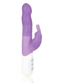 Фиолетовый силиконовый вибратор с клиторальным отростком - 21 см. - Erotic Fantasy