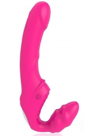 Розовый безремневой страпон с 9 режимами вибрации - Bior toys - купить с доставкой в Санкт-Петербурге