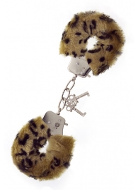 Леопардовые наручники METAL HANDCUFF WITH PLUSH LEOPARD - Dream Toys - купить с доставкой в Санкт-Петербурге