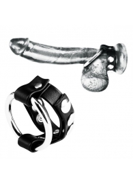 Регулируемое металлическое кольцо на пенис с ремешком - BlueLine - купить с доставкой в Санкт-Петербурге