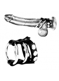 Двойное металлическое кольцо на пенис с регулируемым ремешком - BlueLine - купить с доставкой в Санкт-Петербурге