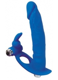 Синяя вибронасадка для двойного проникновения - 15 см. - Bior toys - купить с доставкой в Санкт-Петербурге