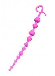 Розовая силиконовая анальная цепочка Long Sweety - 34 см. - ToyFa