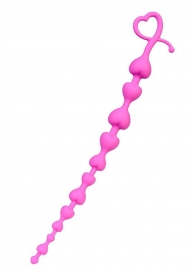 Розовая силиконовая анальная цепочка Long Sweety - 34 см. - ToyFa