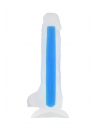 Прозрачно-синий фаллоимитатор, светящийся в темноте, Steve Glow - 20 см. - ToyFa купить с доставкой в интернет-магазине Orgasmix в Санкт-Петербурге Прозрачно-синий фаллоимитатор, светящийся в темноте, Steve Glow - 20 см. - ToyFa