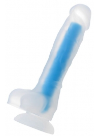 Прозрачно-синий фаллоимитатор, светящийся в темноте, Steve Glow - 20 см. - ToyFa купить с доставкой в интернет-магазине Orgasmix в Санкт-Петербурге Прозрачно-синий фаллоимитатор, светящийся в темноте, Steve Glow - 20 см. - ToyFa