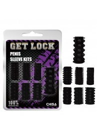 Набор из 7 черных насадок на пенис Get Lock - Chisa - в Санкт-Петербурге купить с доставкой