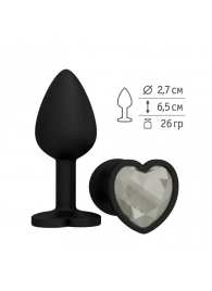 Черная силиконовая пробка с прозрачным кристаллом - 7,3 см. - Джага-Джага - купить с доставкой в Санкт-Петербурге