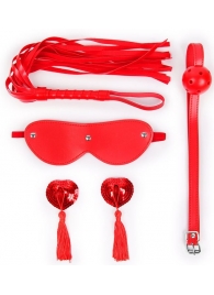 Пикантный набор БДСМ из 4 предметов в красном цвете - Bior toys - купить с доставкой в Санкт-Петербурге