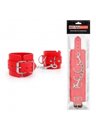 Красные наручники на регулируемых ремешках с цепочкой - Notabu - купить с доставкой в Санкт-Петербурге