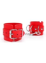 Красные наручники на регулируемых ремешках с цепочкой - Notabu - купить с доставкой в Санкт-Петербурге