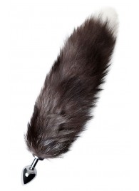 Серебристая металлическая анальная втулка с хвостом чернобурой лисы - размер S - ToyFa - купить с доставкой в Санкт-Петербурге