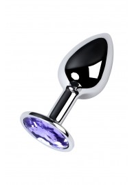 Серебристая конусовидная анальная пробка с фиолетовым кристаллом - 7 см. - ToyFa - купить с доставкой в Санкт-Петербурге