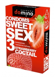 Презервативы для орального секса DOMINO Sweet Sex с ароматом клубничного коктейля  - 3 шт. - Domino - купить с доставкой в Санкт-Петербурге