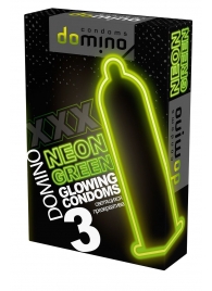 Презервативы DOMINO Neon Green со светящимся в темноте кончиком - 3 шт. - Domino - купить с доставкой в Санкт-Петербурге