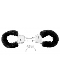Меховые чёрные наручники Beginner s Furry Cuffs - Pipedream - купить с доставкой в Санкт-Петербурге