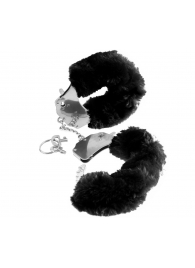 Металлические наручники Furry Love Cuffs с черным мехом - Pipedream - купить с доставкой в Санкт-Петербурге