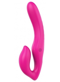 Ярко-розовый безремневой страпон REMOTE DOUBLE DIPPER - 22 см. - Dream Toys - купить с доставкой в Санкт-Петербурге