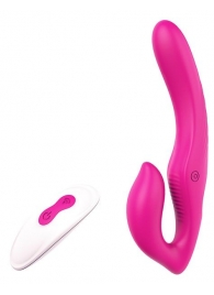 Ярко-розовый безремневой страпон REMOTE DOUBLE DIPPER - 22 см. - Dream Toys - купить с доставкой в Санкт-Петербурге