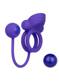 Фиолетовое эрекционное кольцо с утяжелителем Silicone Rechargeable Dual Rockin Rim Enhancer - California Exotic Novelties - в Санкт-Петербурге купить с доставкой