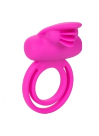 Ярко-розовое эрекционное кольцо Silicone Rechargeable Dual Clit Flicker - California Exotic Novelties - в Санкт-Петербурге купить с доставкой