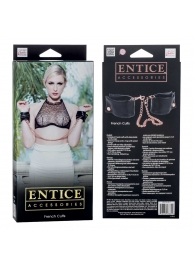 Черные мягкие наручники Entice French Cuffs с цепью - California Exotic Novelties - купить с доставкой в Санкт-Петербурге