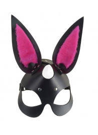 Черная маска  Зайка  с розовыми меховыми вставками - Sitabella - купить с доставкой в Санкт-Петербурге