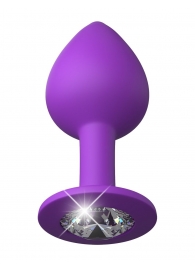 Фиолетовая анальная пробка со стразом Her Little Gem Medium Plug - 8,3 см. - Pipedream - купить с доставкой в Санкт-Петербурге