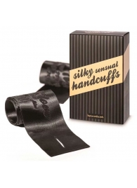 Черные ленты для связывания SILKY SENSUAL HANDCUFFS - Bijoux Indiscrets - купить с доставкой в Санкт-Петербурге
