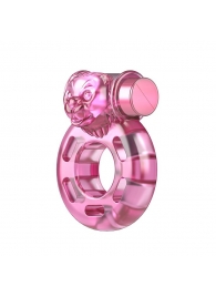 Розовое эрекционное кольцо с вибрацией Pink Bear - Baile - в Санкт-Петербурге купить с доставкой