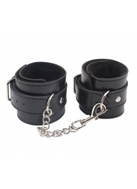 Черные оковы на ноги Obey Me Leather Ankle Cuffs - Chisa - купить с доставкой в Санкт-Петербурге