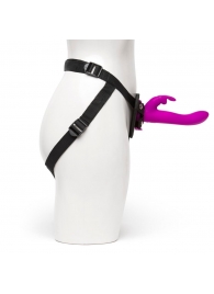 Лиловый страпон Rechargeable Vibrating Strap-On Harness Set - 17,6 см. - Happy Rabbit - купить с доставкой в Санкт-Петербурге
