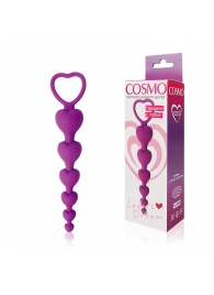 Фиолетовая анальная цепочка с сердечками - 14,5 см. - Bior toys