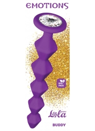 Фиолетовая анальная цепочка с кристаллом Buddy - 17,7 см. - Lola Games