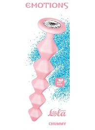 Розовая анальная цепочка с кристаллом Chummy - 16 см. - Lola Games