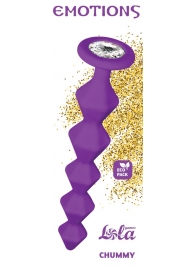 Фиолетовая анальная цепочка с кристаллом Chummy - 16 см. - Lola Games