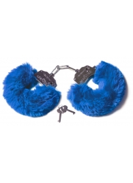 Шикарные синие меховые наручники с ключиками - Le Frivole - купить с доставкой в Санкт-Петербурге