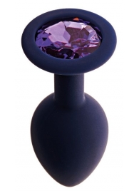 Черничная анальная пробка с фиолетовым кристаллом Gamma M - 8,1 см. - Le Frivole - купить с доставкой в Санкт-Петербурге