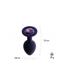 Черничная анальная пробка с фиолетовым кристаллом Gamma S - 7,2 см. - Le Frivole - купить с доставкой в Санкт-Петербурге