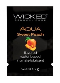 Лубрикант с ароматом спелого персика WICKED AQUA Sweet Peach - 3 мл. - Wicked - купить с доставкой в Санкт-Петербурге