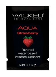 Лубрикант с ароматом клубники WICKED AQUA Strawberry - 3 мл. - Wicked - купить с доставкой в Санкт-Петербурге