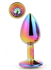 Голографическая анальная втулка с радужным кристаллом - 7,1 см. - Dream Toys - купить с доставкой в Санкт-Петербурге
