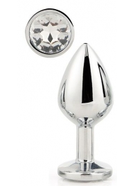 Серебристая анальная втулка с прозрачным кристаллом - 7,1 см. - Dream Toys - купить с доставкой в Санкт-Петербурге