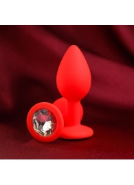 Красная анальная пробка с прозрачным кристаллом - 7,2 см. - Сима-Ленд - купить с доставкой #SOTBIT_REGIONS_UF_V_REGION_NAME#