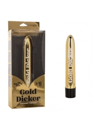 Золотистый классический вибратор Naughty Bits Gold Dicker Personal Vibrator - 19 см. - California Exotic Novelties