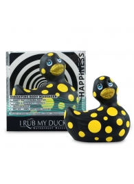 Черный вибратор-уточка I Rub My Duckie 2.0 Happiness в жёлтый горох - Big Teaze Toys - купить с доставкой в Санкт-Петербурге