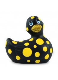 Черный вибратор-уточка I Rub My Duckie 2.0 Happiness в жёлтый горох - Big Teaze Toys - купить с доставкой в Санкт-Петербурге