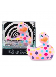 Розовый вибратор-уточка I Rub My Duckie 2.0 Happiness в разноцветный горох - Big Teaze Toys - купить с доставкой в Санкт-Петербурге