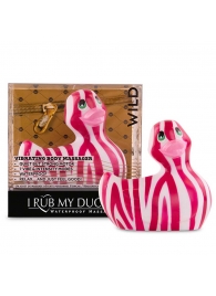 Вибратор-уточка I Rub My Duckie 2.0 Wild с розово-белым анималистическим принтом - Big Teaze Toys - купить с доставкой в Санкт-Петербурге