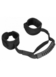 Черные наручники V V Adjustable Handcuffs with Handle - Shots Media BV - купить с доставкой в Санкт-Петербурге
